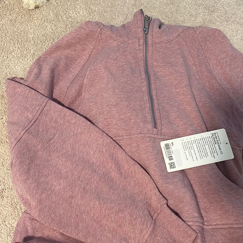 Scuba oversized 1/2 zip hoodie - heathered pink